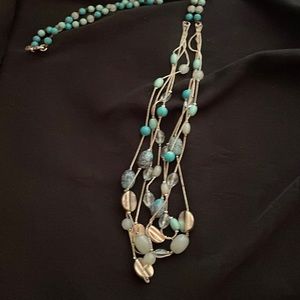 Turquoise 18 inch long necklace silver and turquoise